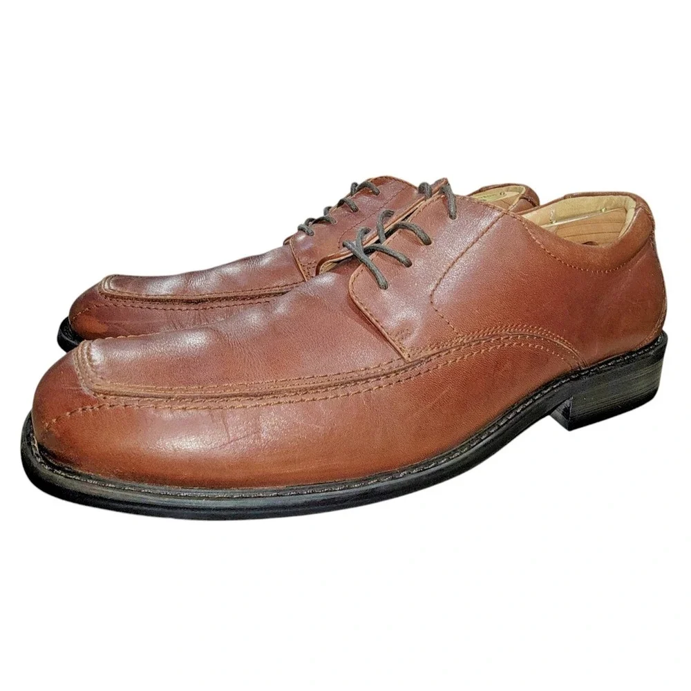 G. H. Bass Hopkins Mens Brown Leather Lace Up Oxfords Square Toe Shoes Size 13 M
